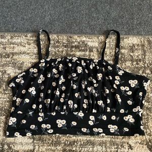 SHEIN Black Floral Cropped Cami Top